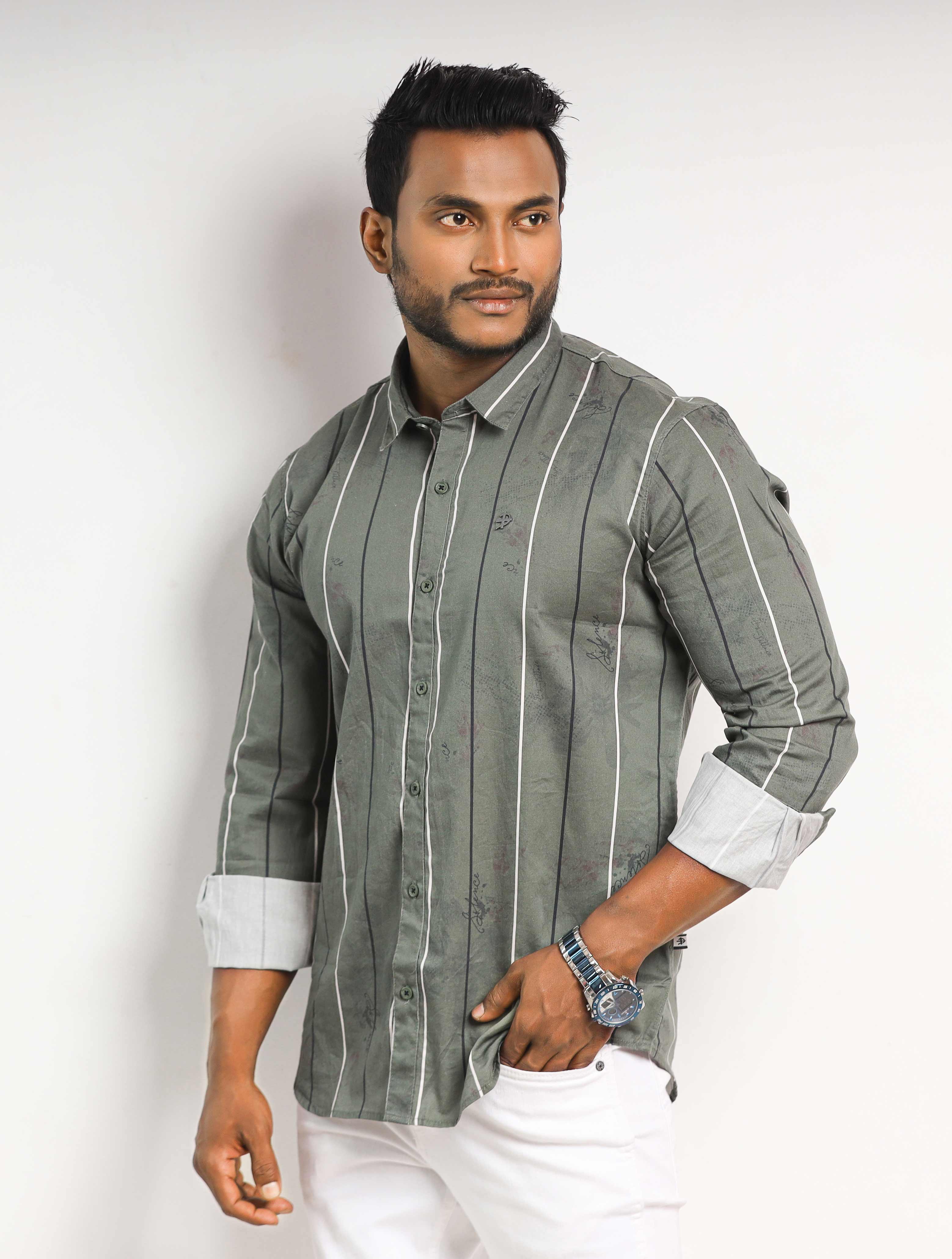 Casual Stripe X Print Shirt For Men