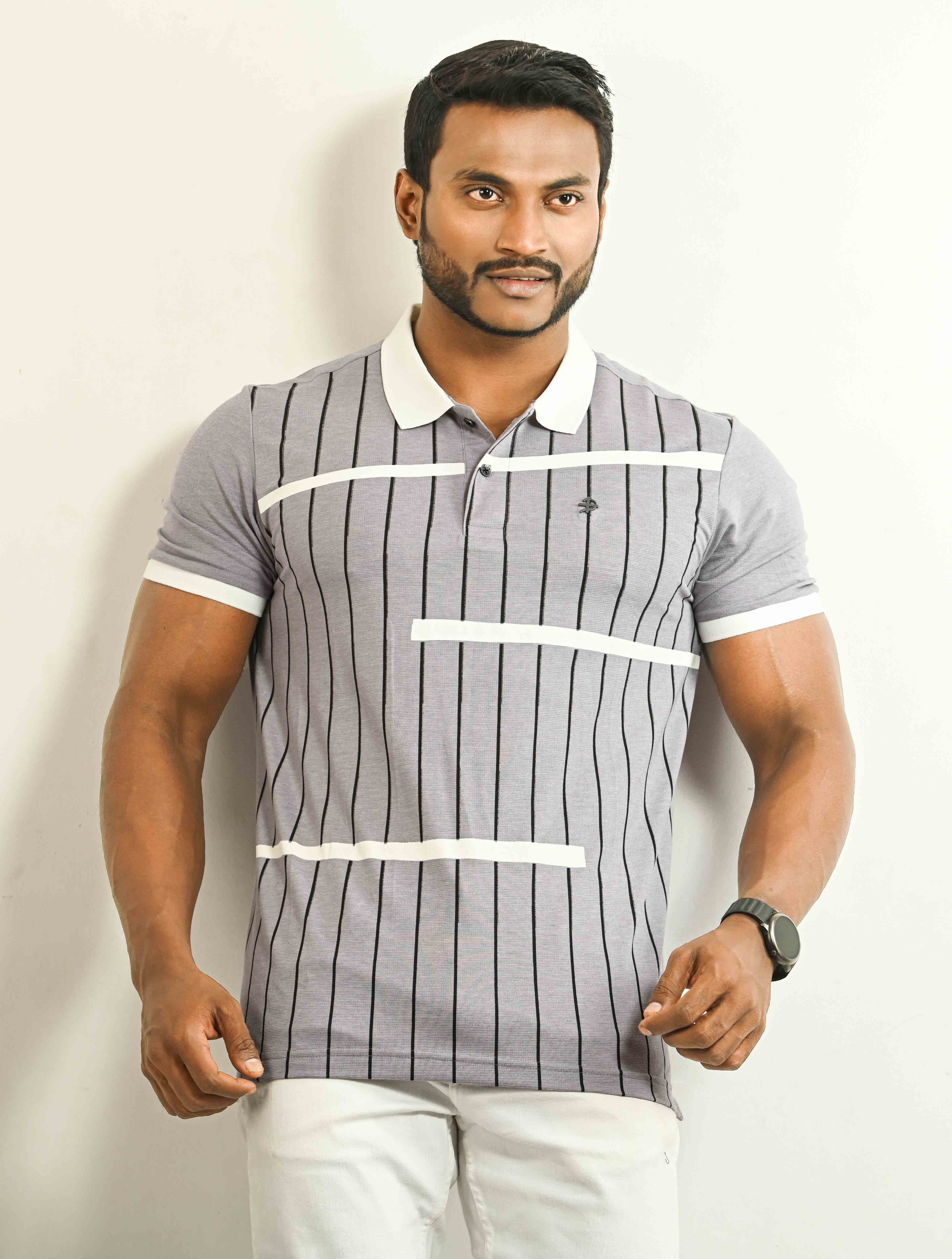 Vertical Striped POLO Shirt For Men