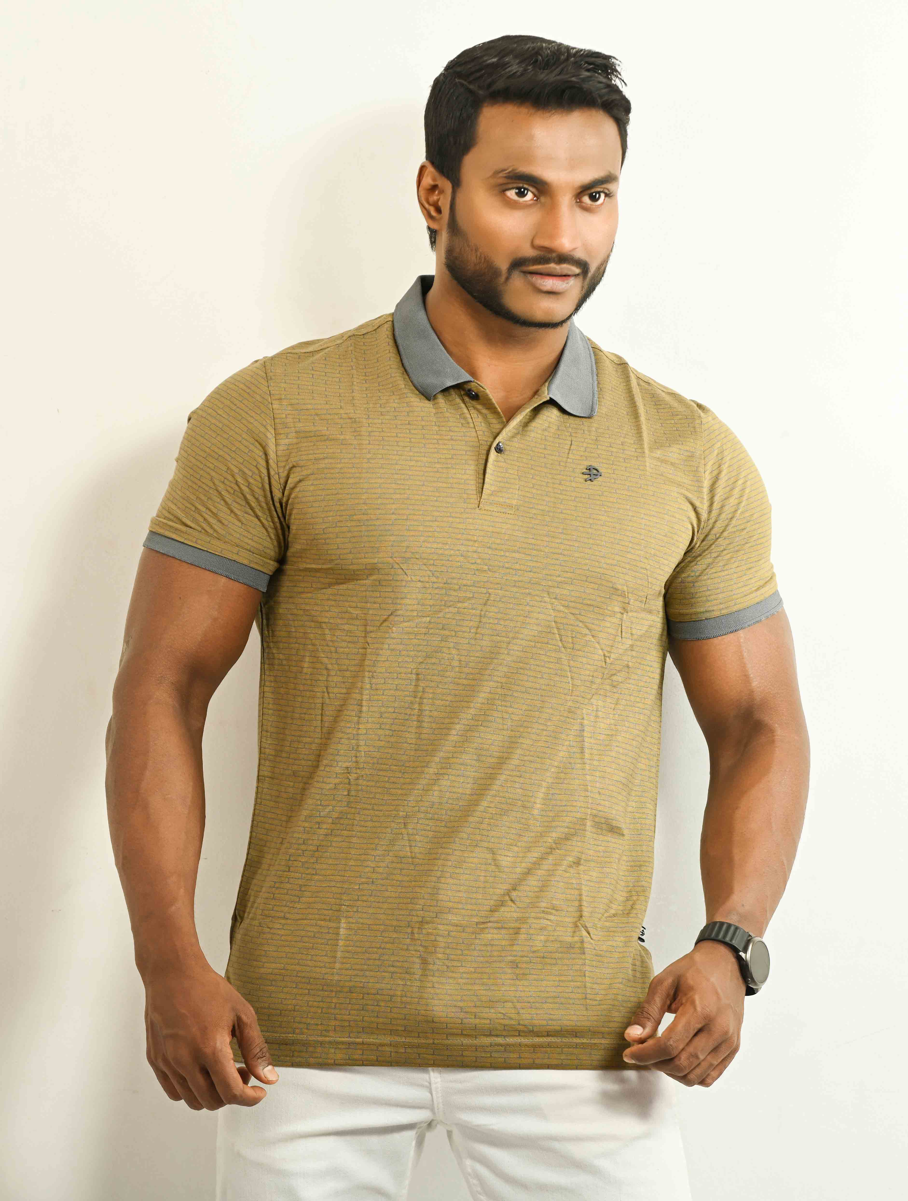 Solid Colored Short Sleeve Polo For Men
