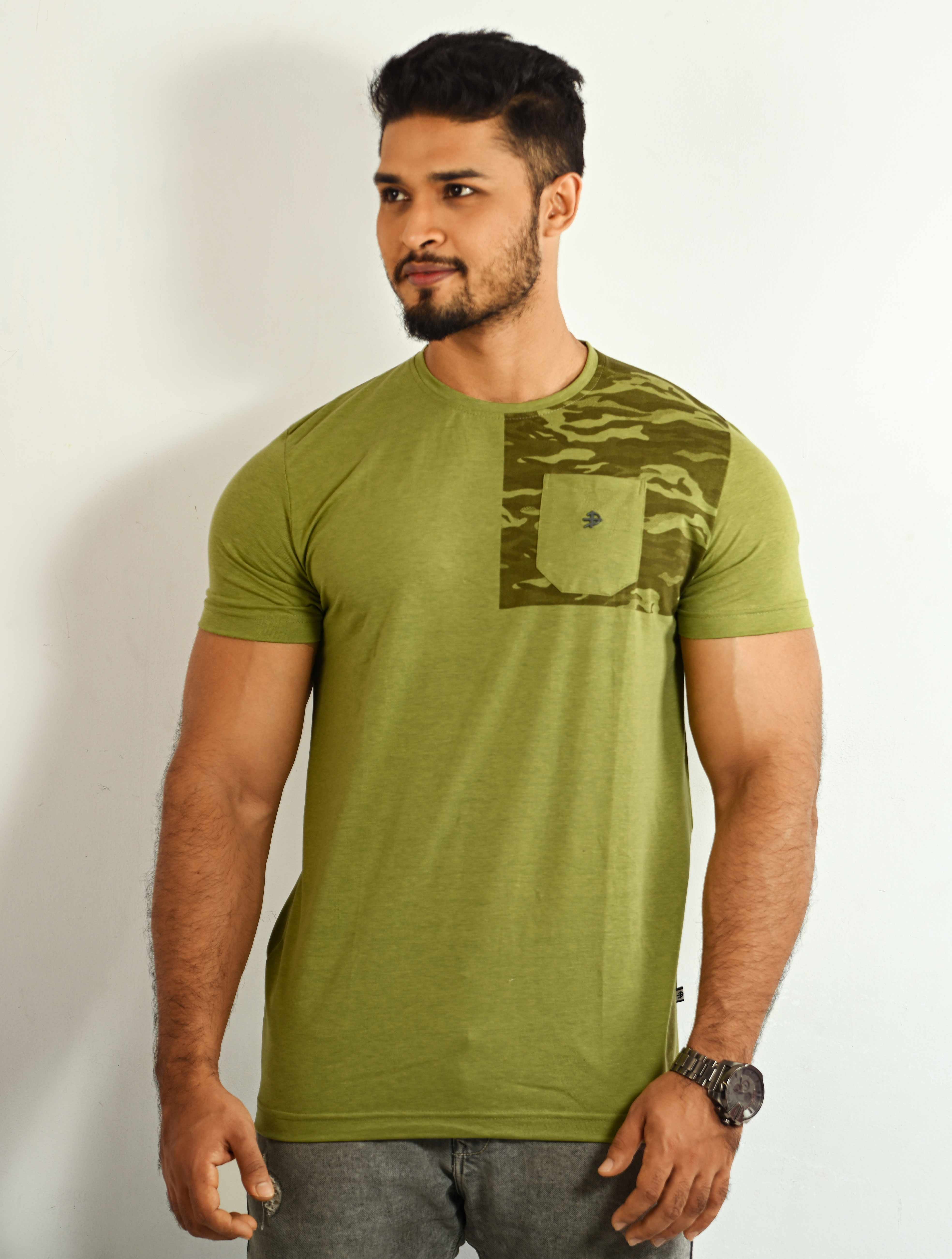 Partial Camo Printed Mens T-Shirt